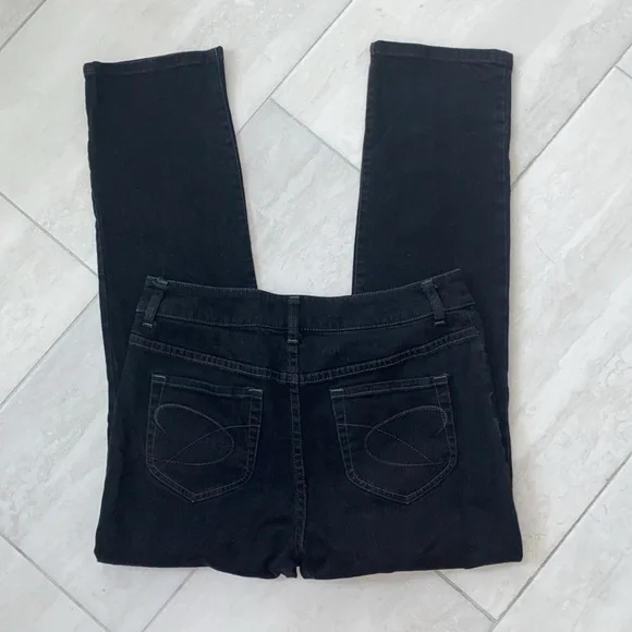Chico’s Platinum Black Denim 5 Pocket Mid-Rise Straight Leg Jeans Chico Sz .5=6 - Picture 5 of 9